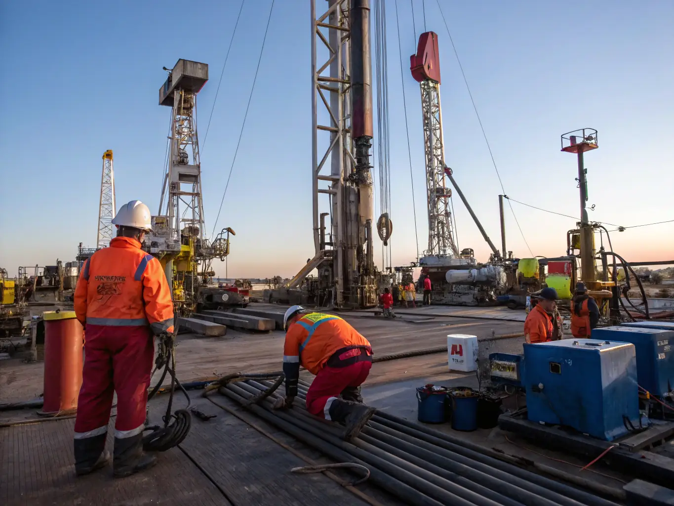 A vast oil field with pipelines and storage tanks, highlighting the scale of crude oil extraction.
