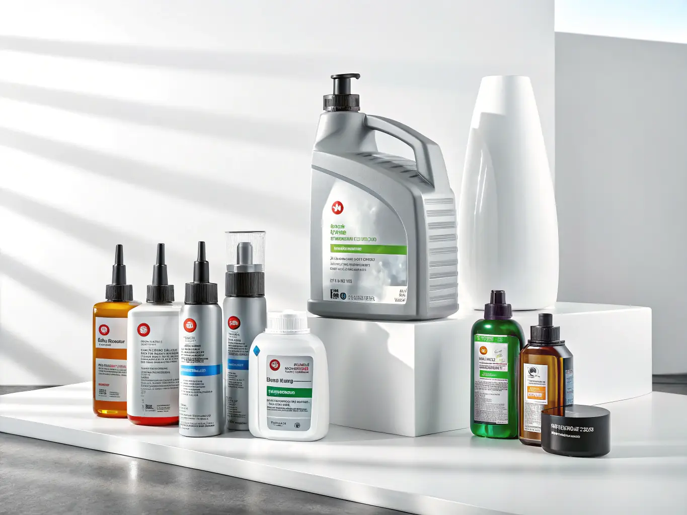 A close-up shot of various lubricant bottles and containers, highlighting their different applications and benefits.