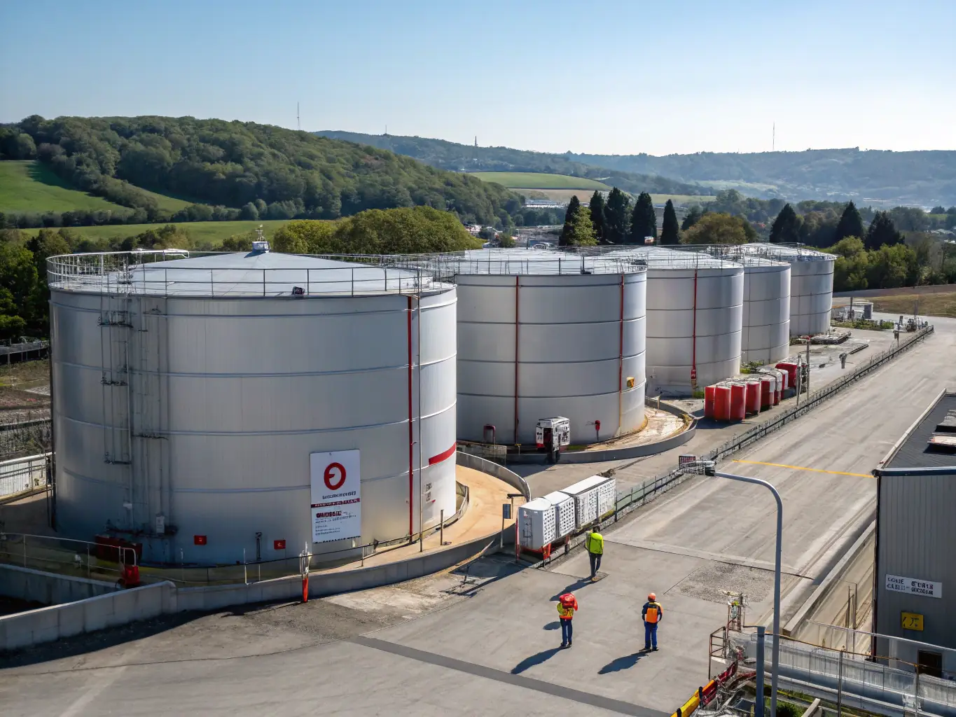 A large LPG storage tank at a distribution facility, with Oilway Petroleum branding visible, showcasing the scale and reliability of their LPG supply chain.